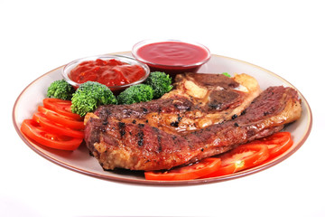 steak and vegetables