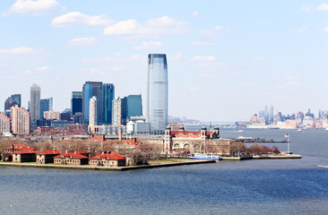 The Ellis Island and the office buildings in NJ