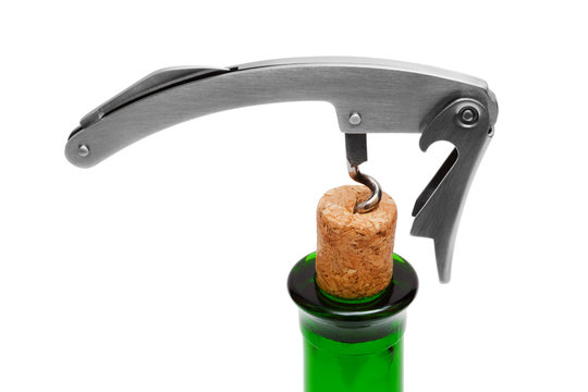 Corkscrew and bottle