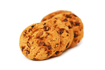 Chocolate cookies isolated on the white background