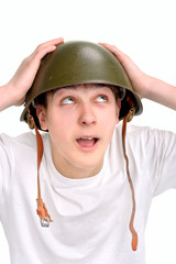 teenager in helmet