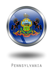 3D Pennsylvania  Flag button illustration on a white background