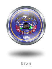 Fototapeta premium 3D Utah Flag button illustration on a white background