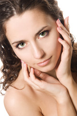 Fototapeta premium Close-up studio portrait of a beautiful young sexy woman