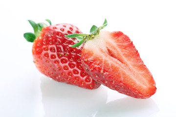 Fresh strawberries on white background
