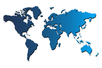 Blue world map on white