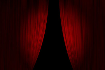 Red theater curtains opened - 13518619