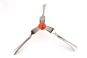 forks and tomato