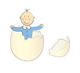 bébé garçon dans coquille d'oeuf © Pétrouche