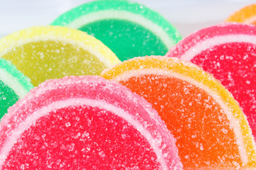 Colorful jelly sweets closeup