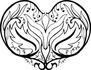 Flower and leaf decorated in a shape of love