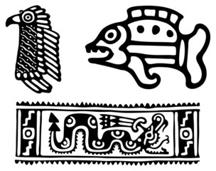 Fantastic animals and birds of Aztecs