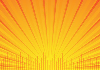 orange music background with rays