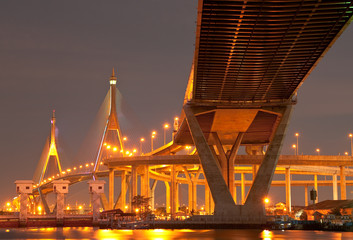 Fototapeta na wymiar Industry Circle Bridge, Bangkok, Thailand at night