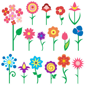 set of flowers icons