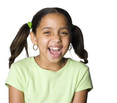 Portrait of an Latino girl laughing