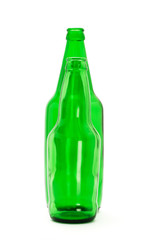 Two green beer bottles
