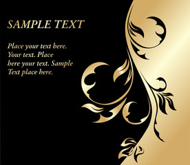 black and gold floral card