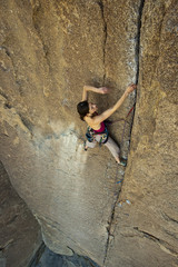 Female rock climber.