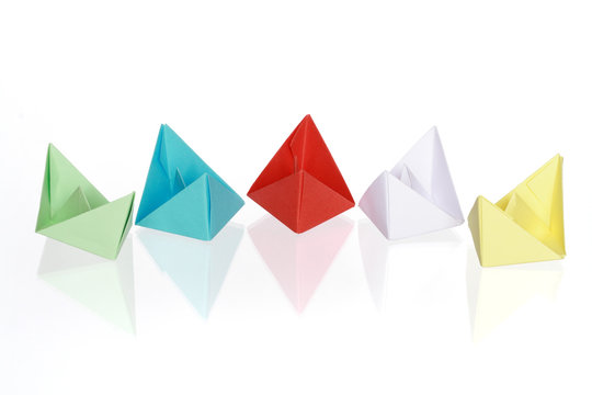 Colourful Paper Boats Isolated On White