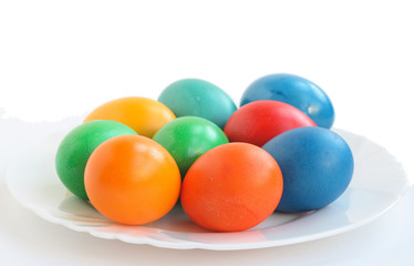 painted eggs on the plate