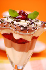 chocolate-almond dessert with cherry