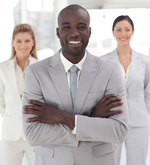 Business leader smiling at camera