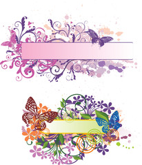 floral banners with butterflies - 13554896