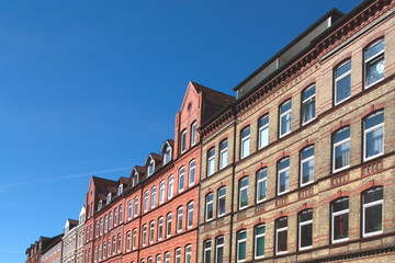 Obraz premium Wohnhaus, Mietshäuser, Hausfassaden, Deutschland, Kiel