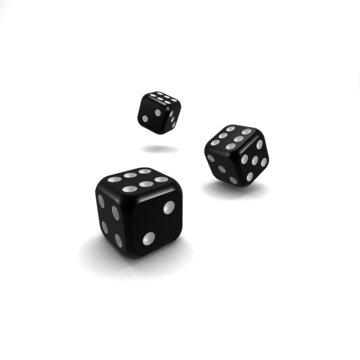 Lucky Black Dice On White Background