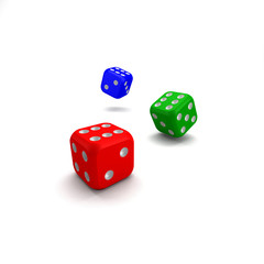 RGB dice on white background
