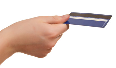 Credit card in a female hand
