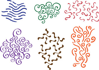 Six hand ink stroke pattern designs