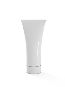 Blank white packaging tube on white background