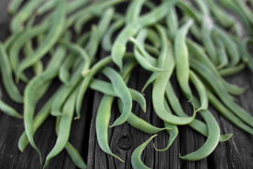 Green Beans on wood