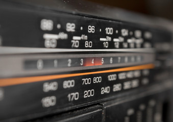 Close-up of radio display