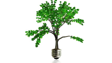 Tree growing from am old bulbAlpha included - Powered by Adobe