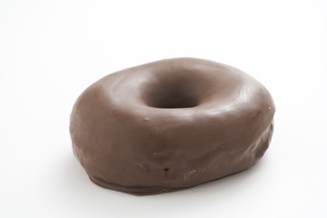 breakfast glass of chocolate milk and donut