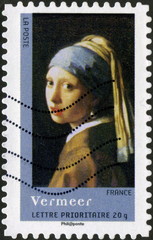 Lettre prioritaire. France. Vermeer. Timbre postal.