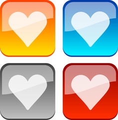 Love glossy buttons. Vector illustration.