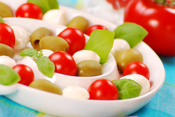 mozzarella salad on snail plate