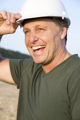 happy smiling consruction worker.