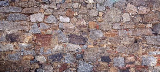 Wide real wall made of rocks