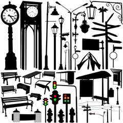 city objects and accessories vector