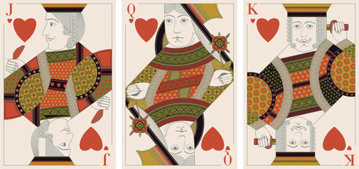 jack, king,queen of hearts - vector
