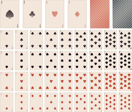 vector playing cards- 1 to 10