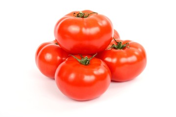 red tomatos isolated on white background