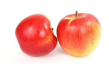 Two red apple on white background