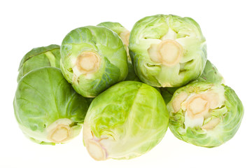 heap of brussels sprouts isolated