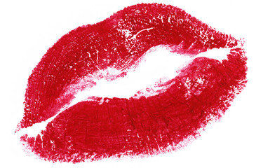big red woman lips isolated on white